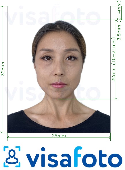 Ejemplo de foto para Tarjeta de Seguridad Social de China 32x26 mm con la especificación del tamaño exacto