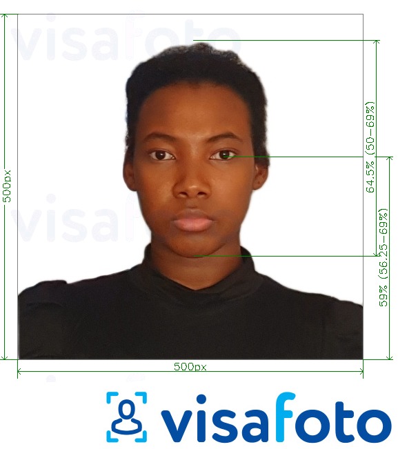 Ejemplo de foto para Ruanda de África del Este Visa de turista en línea con la especificación del tamaño exacto