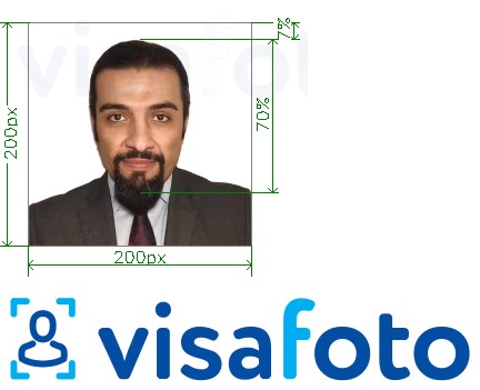 Ejemplo de foto para Arabia Saudita e-visa online 200x200 px para visitsaudi.com con la especificación del tamaño exacto