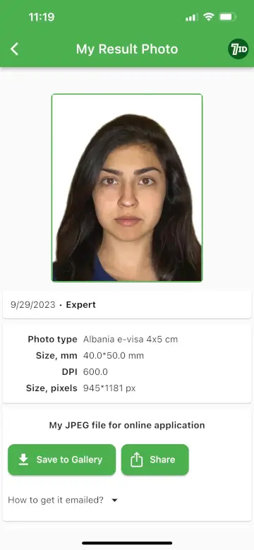 Aplikasi 7ID: Contoh Foto Visa Albania