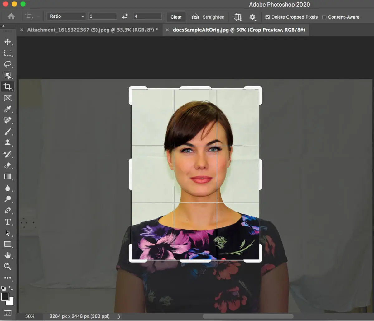Cómo recortar una foto de pasaporte de 3x4 cm en Photoshop