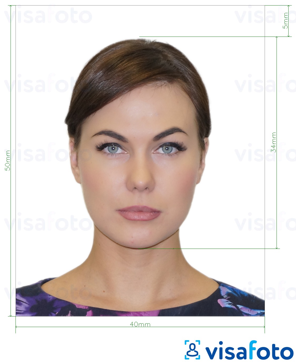 Ejemplo de foto para Albania visa electrónica 4x5 cm con la especificación del tamaño exacto
