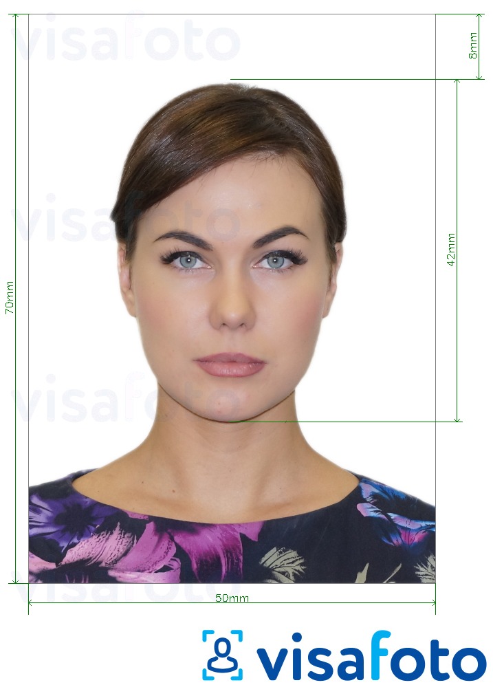 Ejemplo de foto para Pasaporte Común Brasil 5x7 cm con la especificación del tamaño exacto