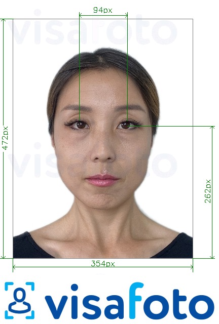 Ejemplo de foto para China 354x472 píxeles con ojos en líneas cruzadas con la especificación del tamaño exacto