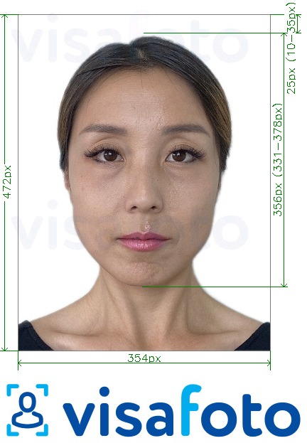 Ejemplo de foto para Pasaporte chino en línea 354x472 px con la especificación del tamaño exacto
