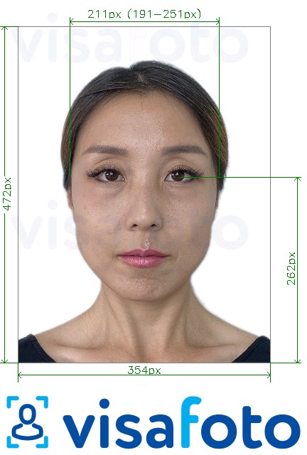 Ejemplo de foto para Pasaporte de China en línea, formato antiguo de 354x472 píxeles con la especificación del tamaño exacto