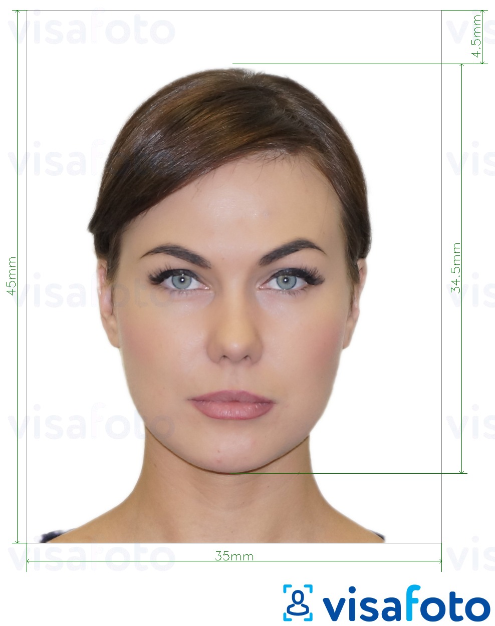 Ejemplo de foto para Tarjeta de identificación de Chequia 35x45 mm con la especificación del tamaño exacto