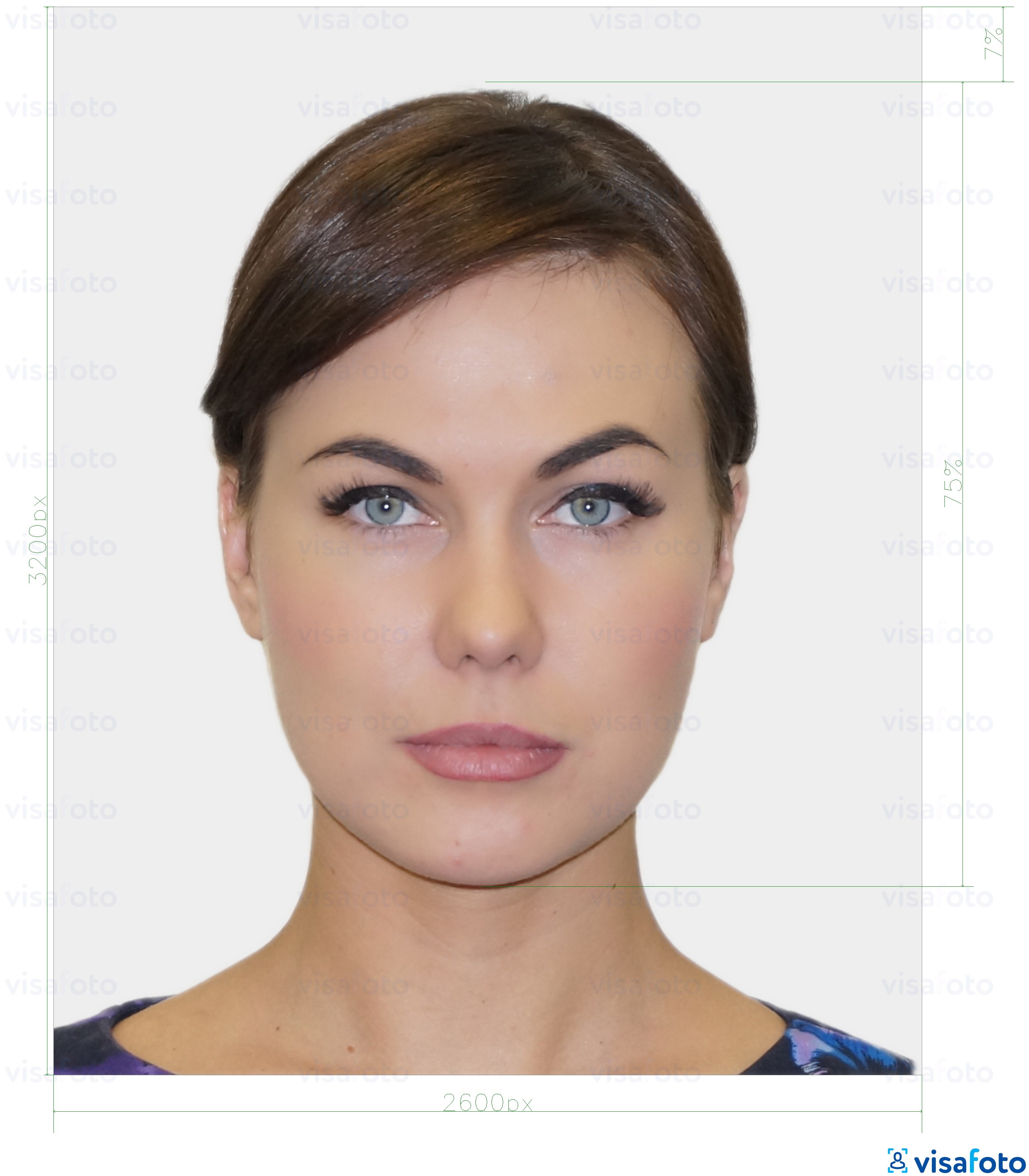Ejemplo de foto para Tarjeta de identidad digital residente de Estonia 1300x1600 píxeles con la especificación del tamaño exacto