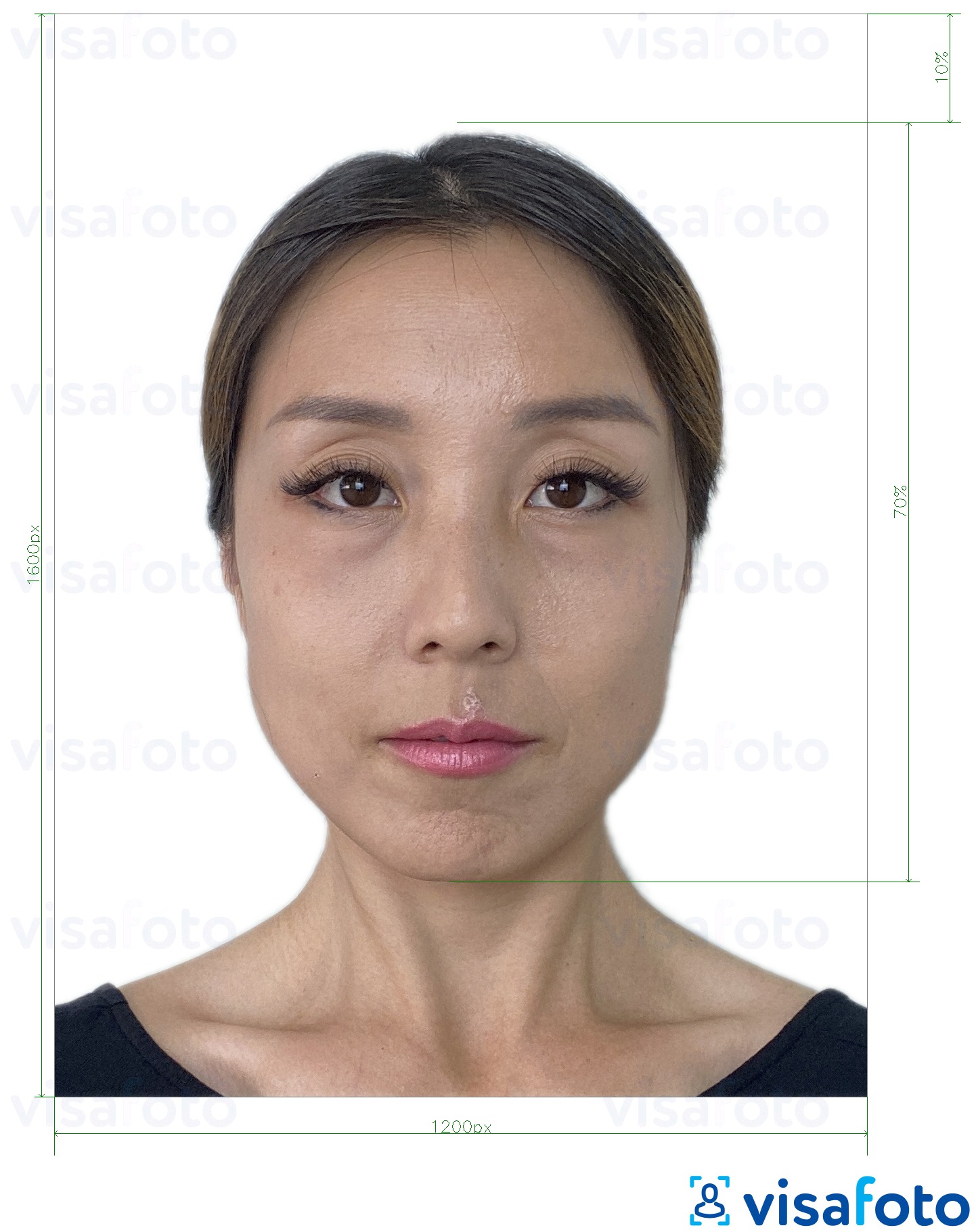 Ejemplo de foto para Hong Kong online e-visa 1200x1600 pixeles con la especificación del tamaño exacto