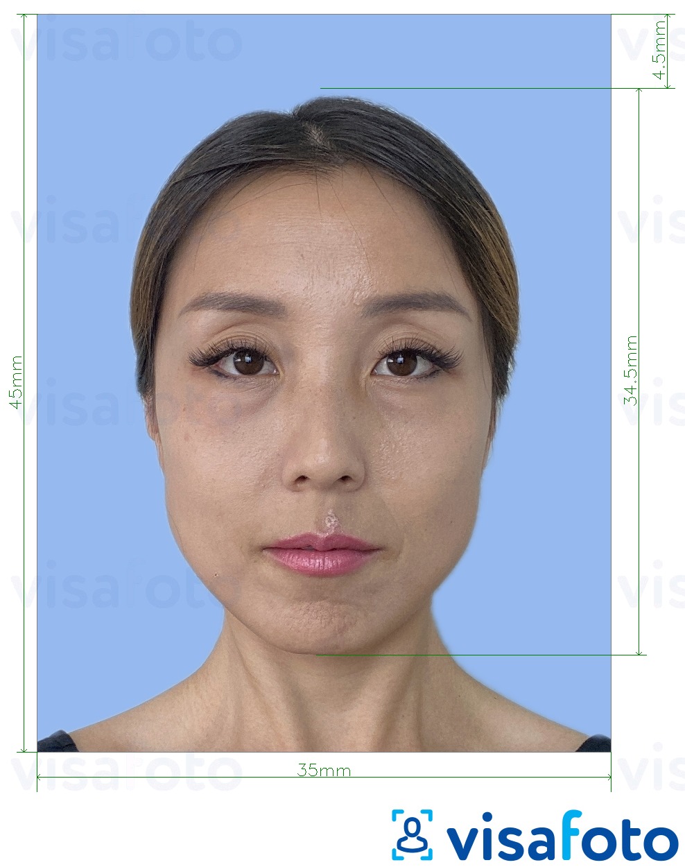 Ejemplo de foto para Licencia de conducir de Myanmar 35x45 mm con la especificación del tamaño exacto