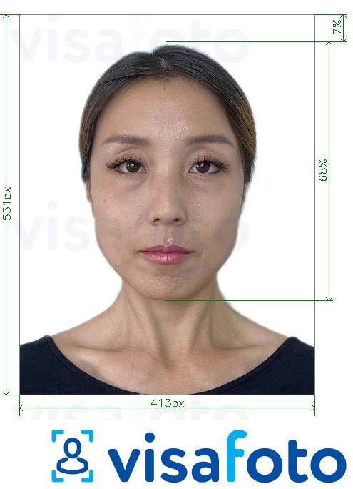 Ejemplo de foto para Mongolia pasaporte en línea con la especificación del tamaño exacto