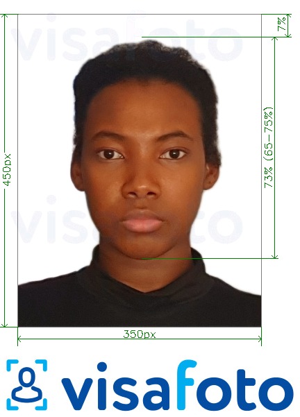 Ejemplo de foto para Visa en línea de Nigeria 200-450 píxeles con la especificación del tamaño exacto