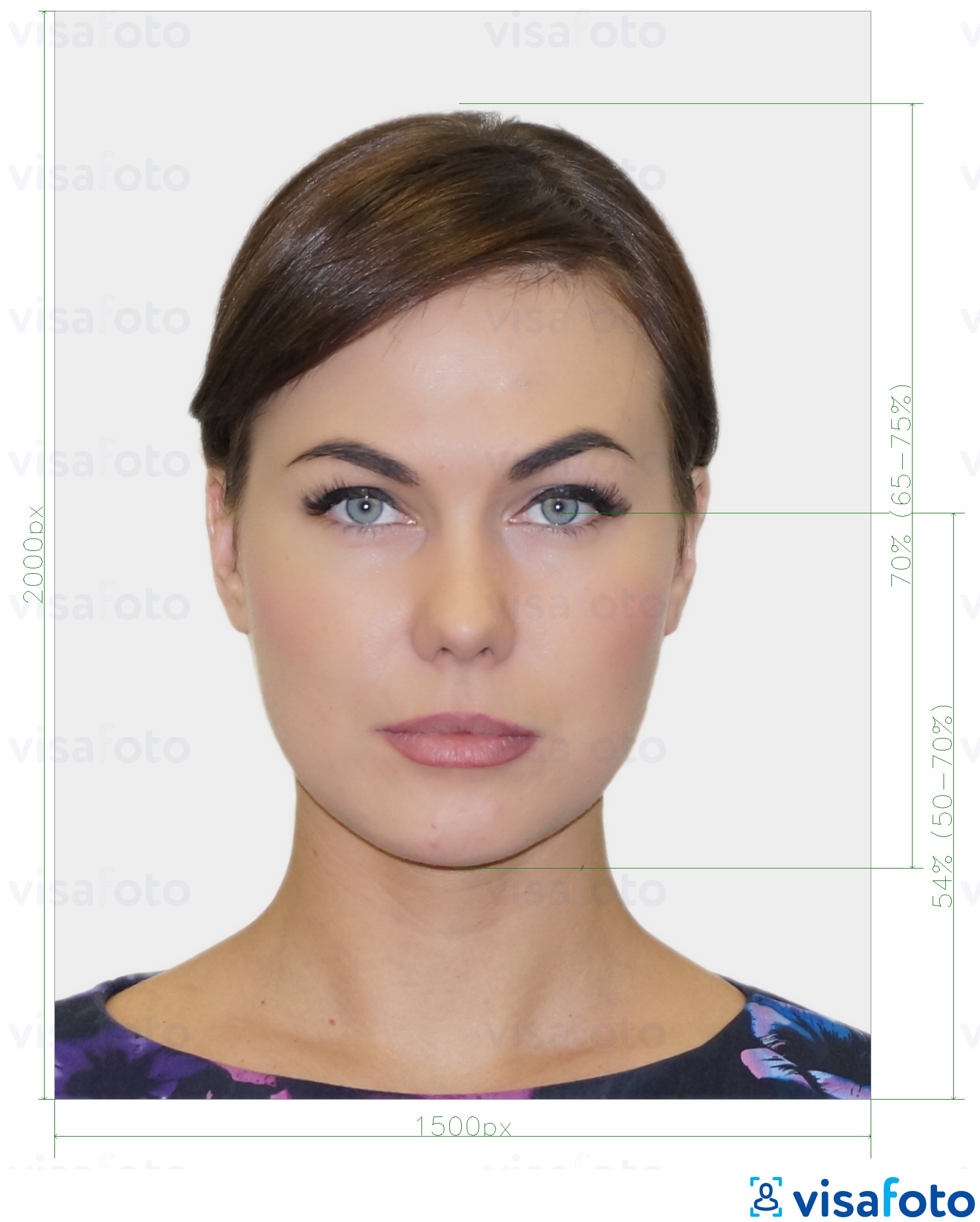 Ejemplo de foto para Pasaporte de Nueva Zelanda en línea con la especificación del tamaño exacto