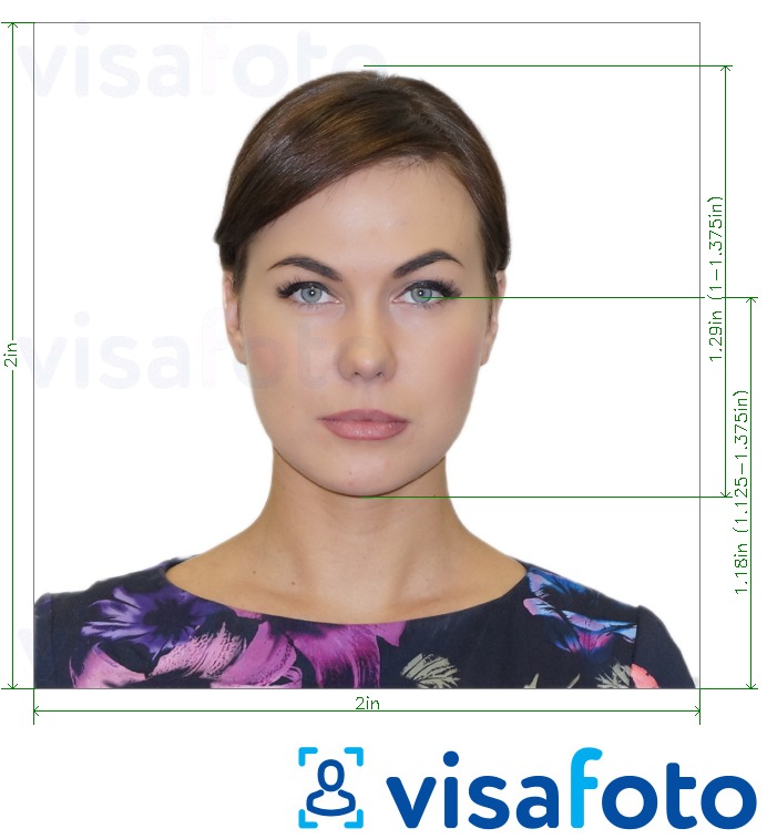 Ejemplo de foto para Pasaporte de Panamá en los EEUU con la especificación del tamaño exacto