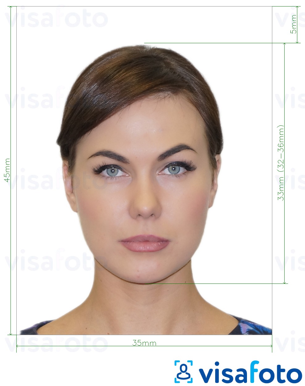 Ejemplo de foto para Fan ID de Rusia  píxeles con la especificación del tamaño exacto