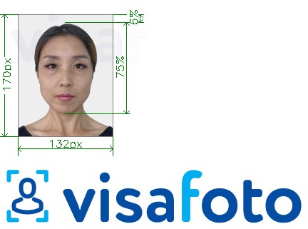 Ejemplo de foto para Tailandia visa 132x170 pixel con la especificación del tamaño exacto