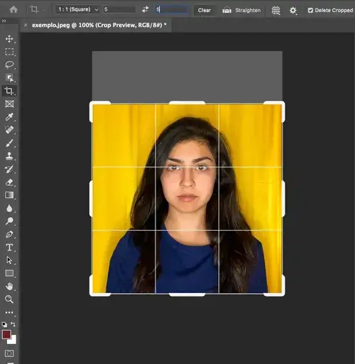 Cómo recortar una foto carnet de 5x5 cm en Photoshop