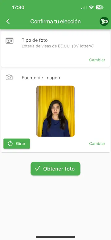 Aplicación 7ID: herramienta de edición de fotos para la lotería DV